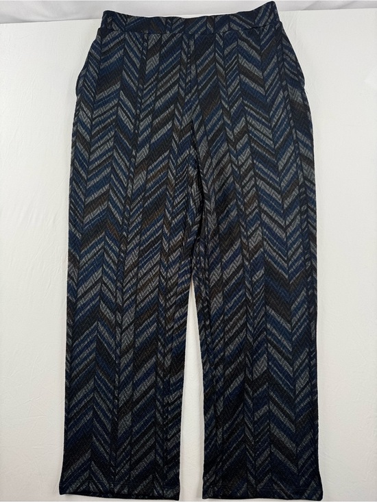 Susan Graver Pants - Susan Graver Navy and Gray Chevron Straight Leg Pants